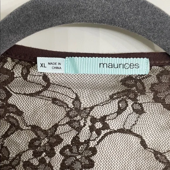 Maurices Chocolate Lace Overlay Top - Picture 2 of 4